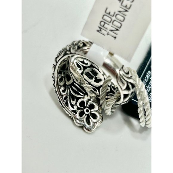 Samuel B Butterfly On Flower Ring Size 5 Sterling Silver with 14K Gold Accents - Picture 7 of 10